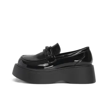 SHUXI Loafers Women's Black Glossy/Brown/Black