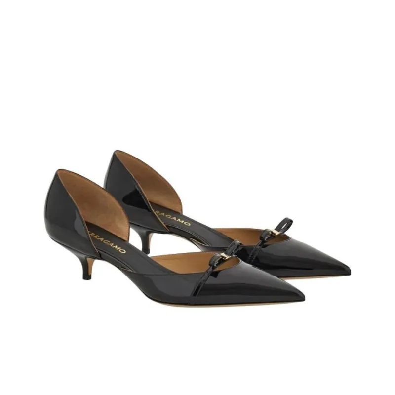 FERRAGAMO Slim Heel High Heels 4cm Women's Black-2