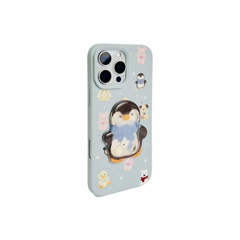 Wei Xin TPU Material Penguin Rabbit Rocking Plush Phone Cases Compatible With IPhone 16/15 Pro Max/Apple 13/14 Pro/Max-1