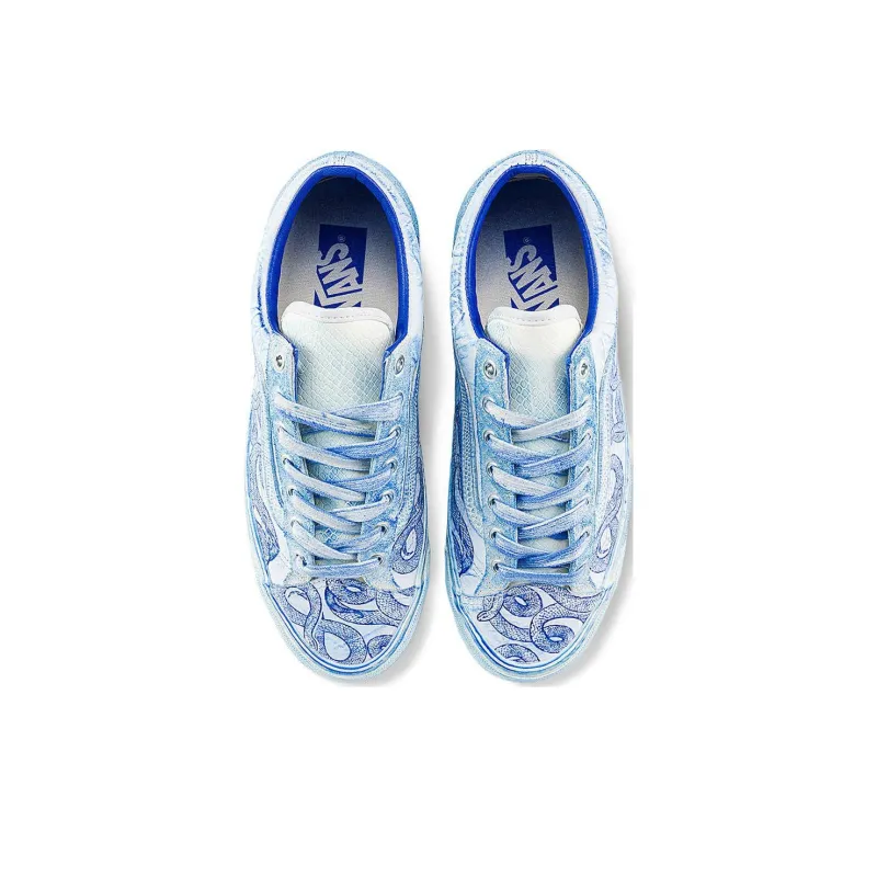 Vans Anti Slip Wear Resistant Low Top Skateboard Shoes Unisex White Blue-2