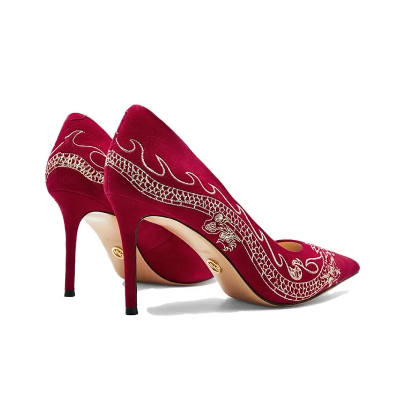 NINE WEST Slim Heel High Heels 8.5cm Women's Red-4