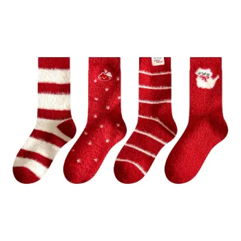 Montagut Mid Calf Socks Women's 4 Pack Red