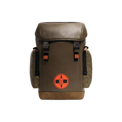 COACH Ranger Canvas With Leather Backpack Large Size Men's Army Green
