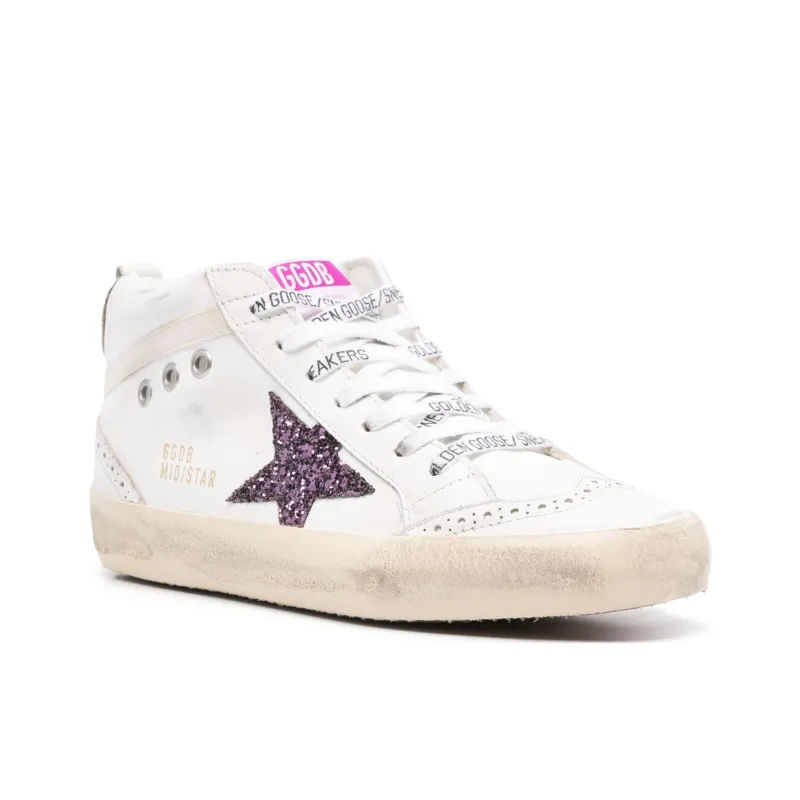 Golden Goose Mid Star Mid Top Skateboard Shoes Women's White-2