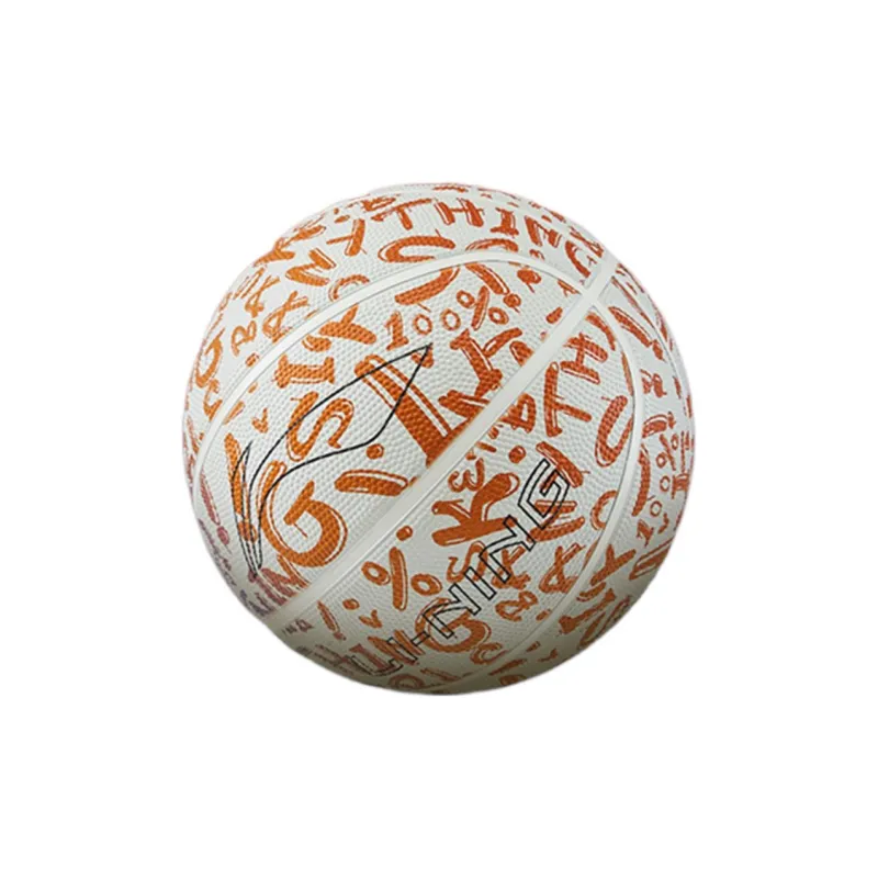 LINING YOUNG Basketball YBQV005 Rubber Basketball White Full Print Size 5 Training Kids'-5