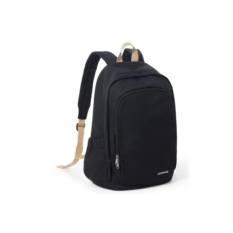 COOWOZ Canvas Backpack Unisex Black/Ecru-2