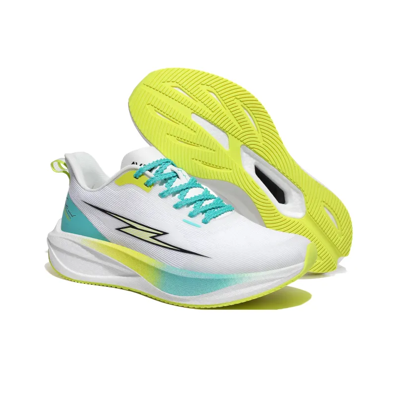 AVJV Cushioning Anti-Slip And Wear-Resistant Low-Top Carbon Plate Casual Sprint Running Shoes Unisex White Cyan Yellow-5