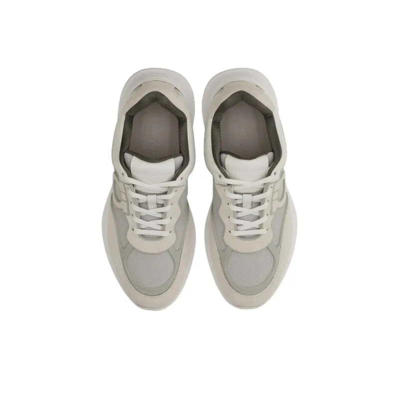 FERRAGAMO GANCINI Low Top Casual Shoes Men's Gray White-3