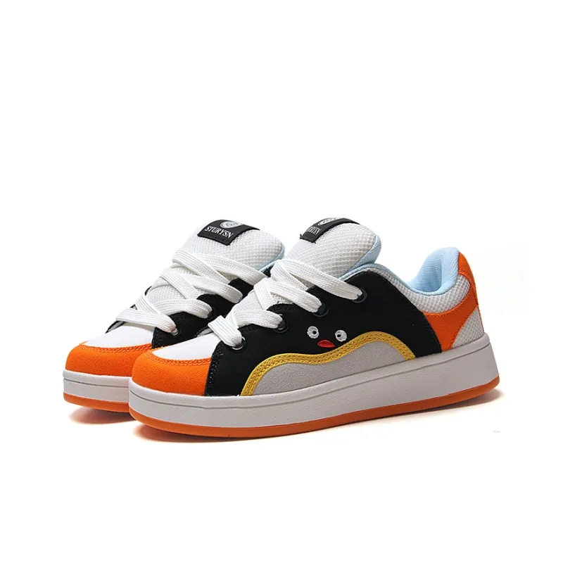 STUR YSN Wear resistant And Lightweight Low Top Skateboard Shoes Unisex White Orange Black-2
