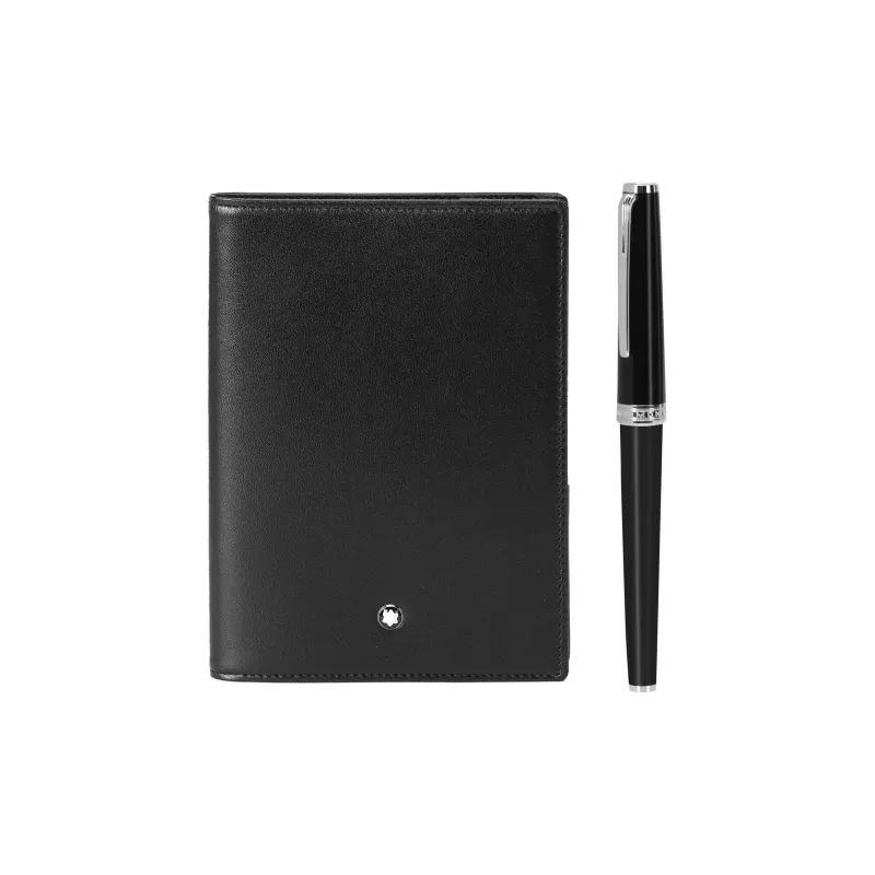 MONTBLANC Cow Leather Clutch Passport Holder Men's Black-1