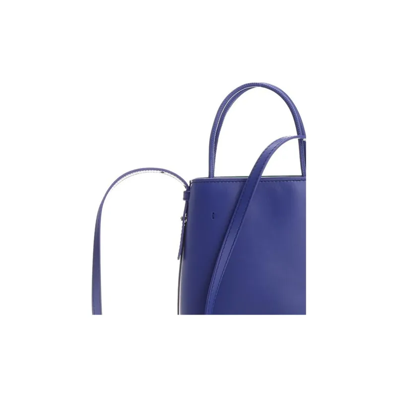 Chloe Cow Leather Bucket Bag Handbag Shoulder Bag Crossbody Bag Women's Blue-4