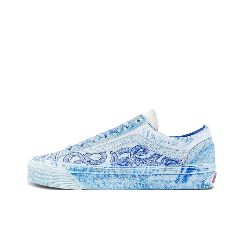 Vans Anti Slip Wear Resistant Low Top Skateboard Shoes Unisex White Blue-0