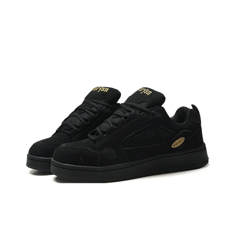 STUR YSN Wear resistant And Lightweight Low Top Skateboard Shoes Unisex Black Gold-2