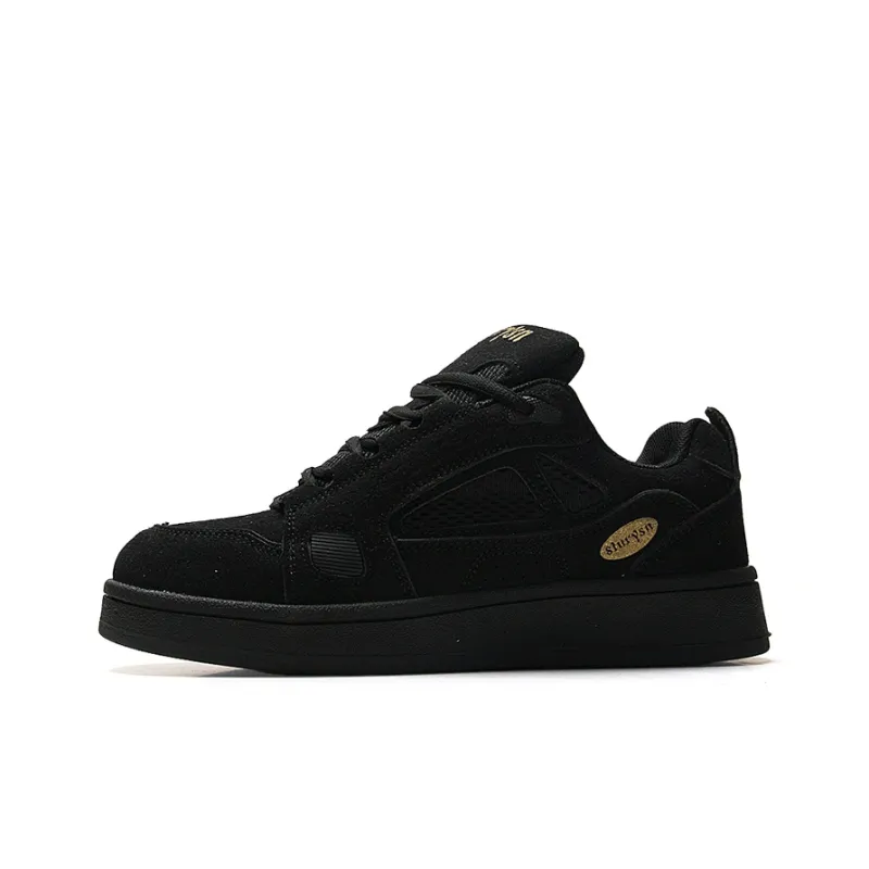 STUR YSN Wear resistant And Lightweight Low Top Skateboard Shoes Unisex Black Gold-0