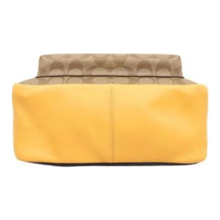 COACH Charlie Canvas With Leather Backpack Medium Size Women's Brown And Yellow-3