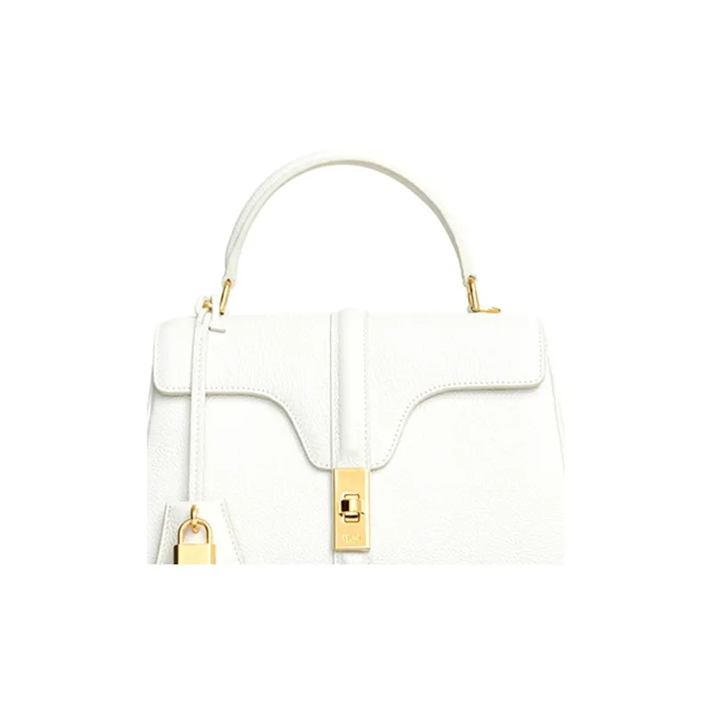 CELINE 16 Cow Leather Handbag Small Size Women's White-3