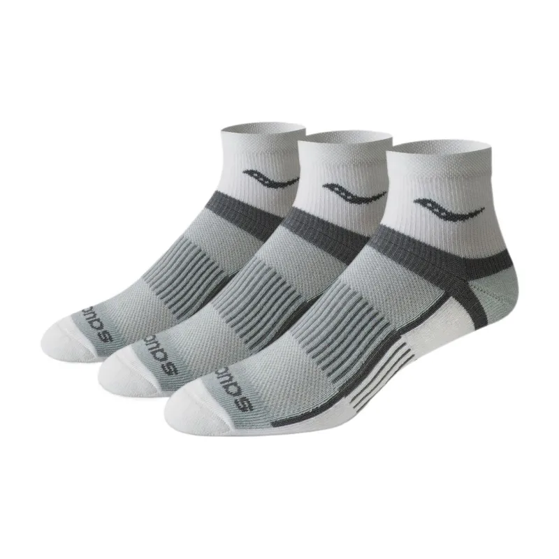 Saucony Inferno Quarter RunDry® Pro Airmesh Mid-Calf Socks Men's 3 Pack White-0