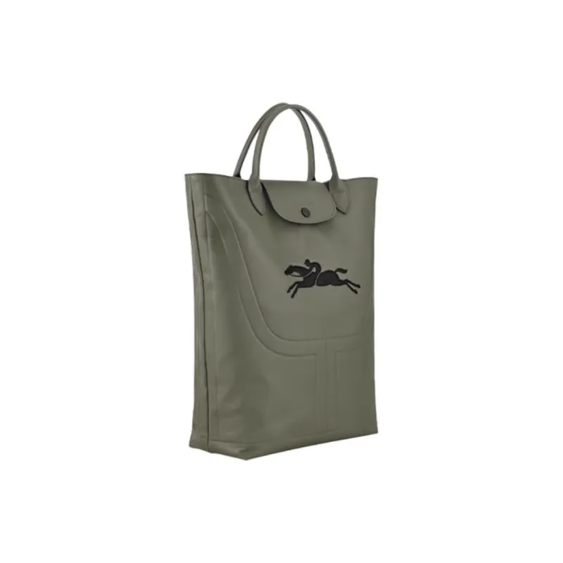 LONGCHAMP Cow Leather Tote Bag Shopping Bag Handbag Medium Size Women's Khaki-1