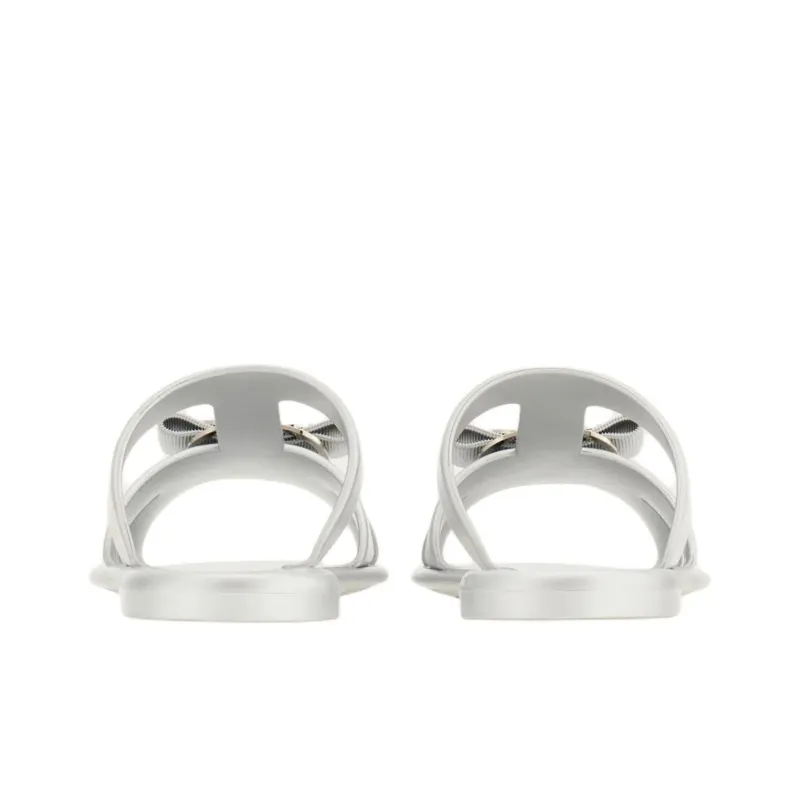 FERRAGAMO Vara Slide Slippers Women's Silver-4