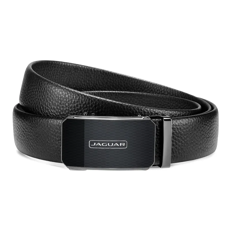 JAGUAR Cow Leather Leather Belts Men's Black Width  3.5cm-4