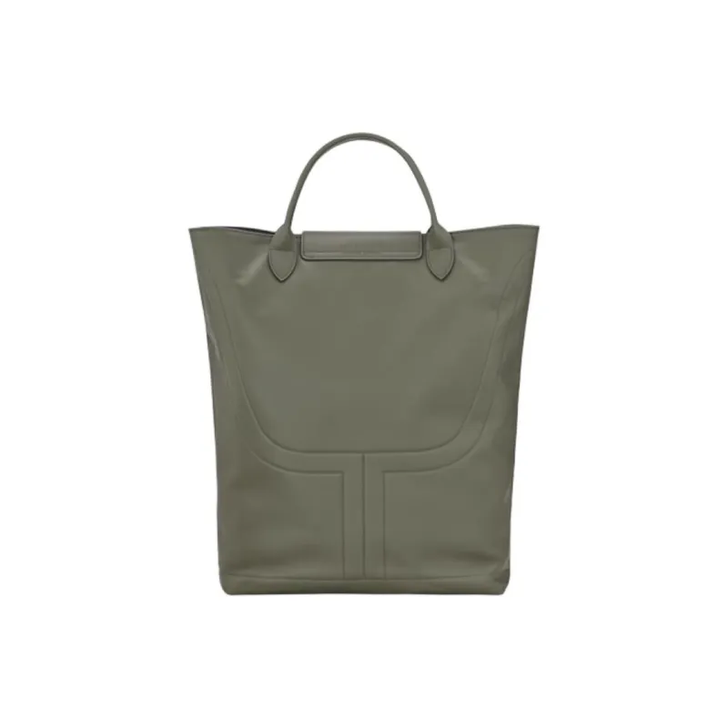 LONGCHAMP Cow Leather Tote Bag Shopping Bag Handbag Medium Size Women's Khaki-2