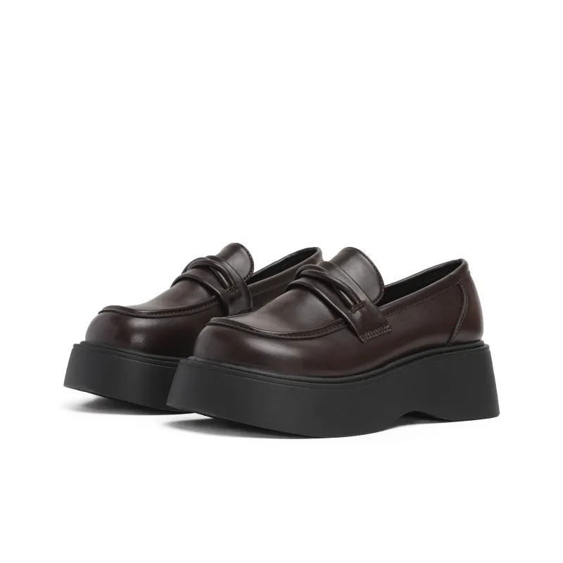 SHUXI Loafers Women's Black Glossy/Brown/Black-9