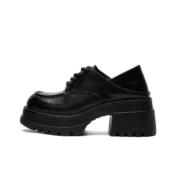 PT'SON Fashion Trend Deep Mouth Small Leather Shoes Casual Single Shoes 6.5cm Women's Black