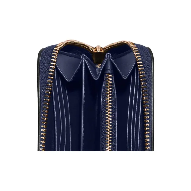 COACH Zip Around Pebbled Leather Handheld Trunk Wallet Women's Cobalt Blue-2