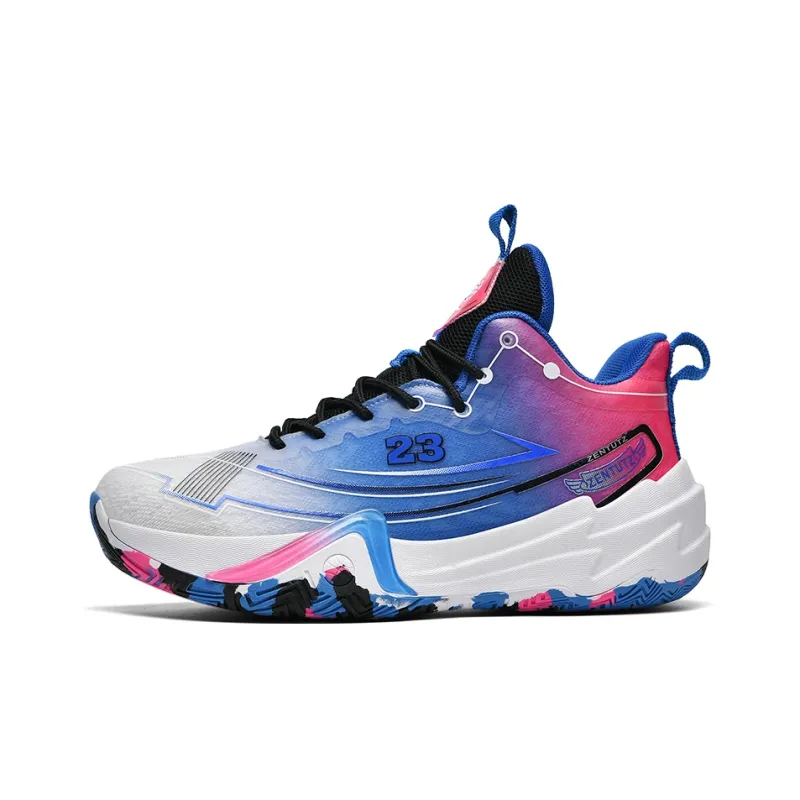 MUSHILANDI Cushioning And Breathable High Top Basketball Shoes Unisex White Blue-0