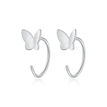 KIVA S999 Silver Stud Hoop Earrings Women's