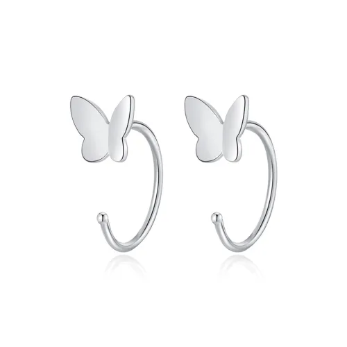 KIVA S999 Silver Stud Hoop Earrings Women's