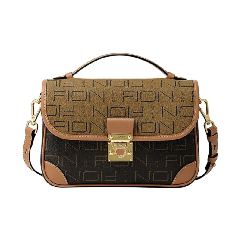 FION Artificial Leather One Shoulder Handbag Women's Coffee/Caramel-0