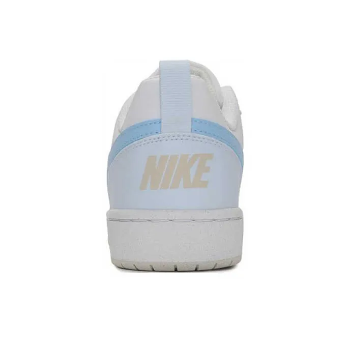Nike Court Borough Anti Slip Wear Resistant Low Top Kids' Skateboarding Shoes White Blue Unisex-2