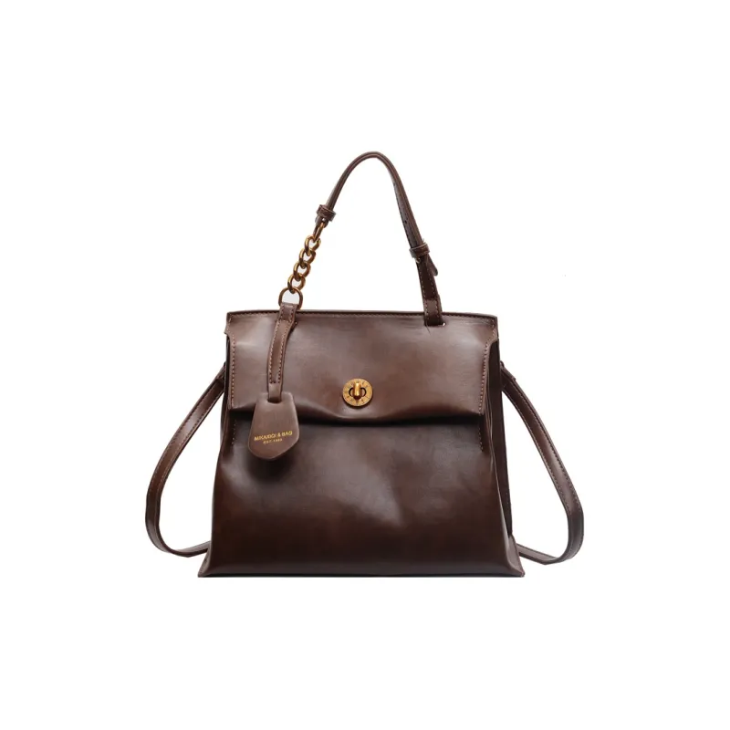 Yalu PU Portable One Shoulder Backpack Regular Women's Dark Tea/Ecru/Brown/Coffee-13