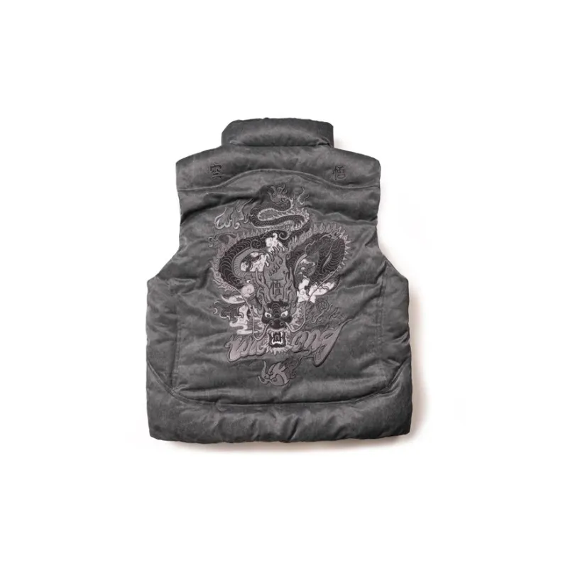 WOOKONG Vest Unisex Black Dragon Embroidery-1