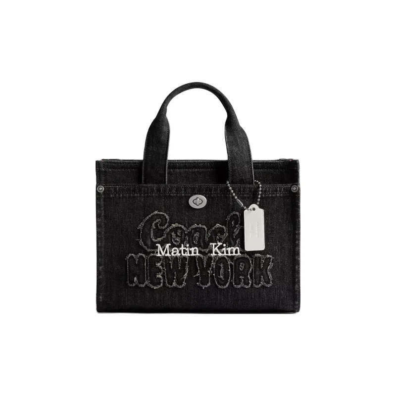 COACH Denim Tote Bag, Shopping Bag, Shoulder Bag, Crossbody Bag, Handbag Medium Size Women's Black-0