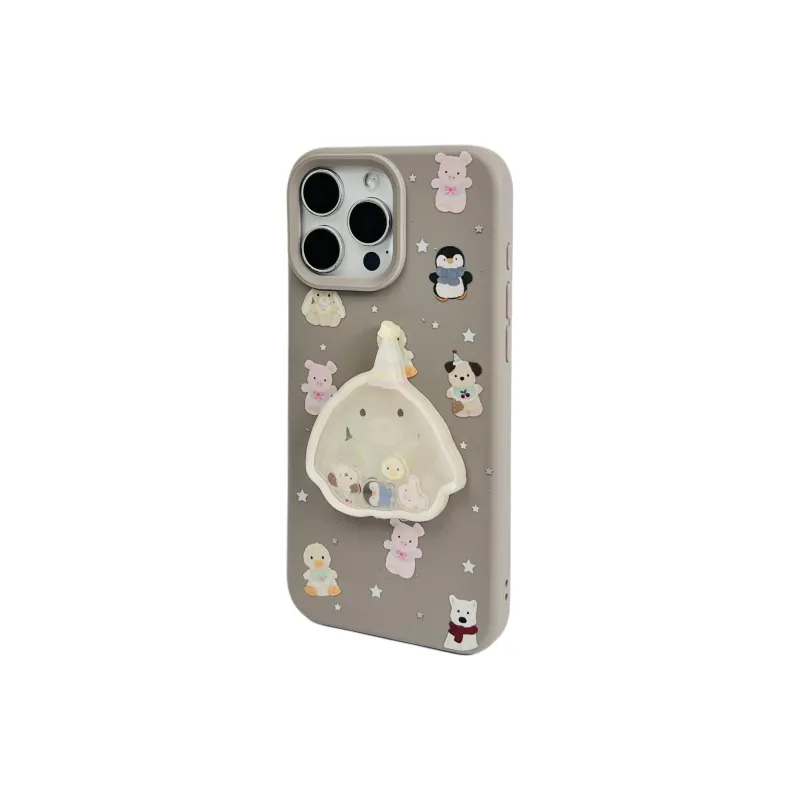 Wei Xin TPU Material Penguin Rabbit Rocking Plush Phone Cases Compatible With IPhone 16/15 Pro Max/Apple 13/14 Pro/Max-6