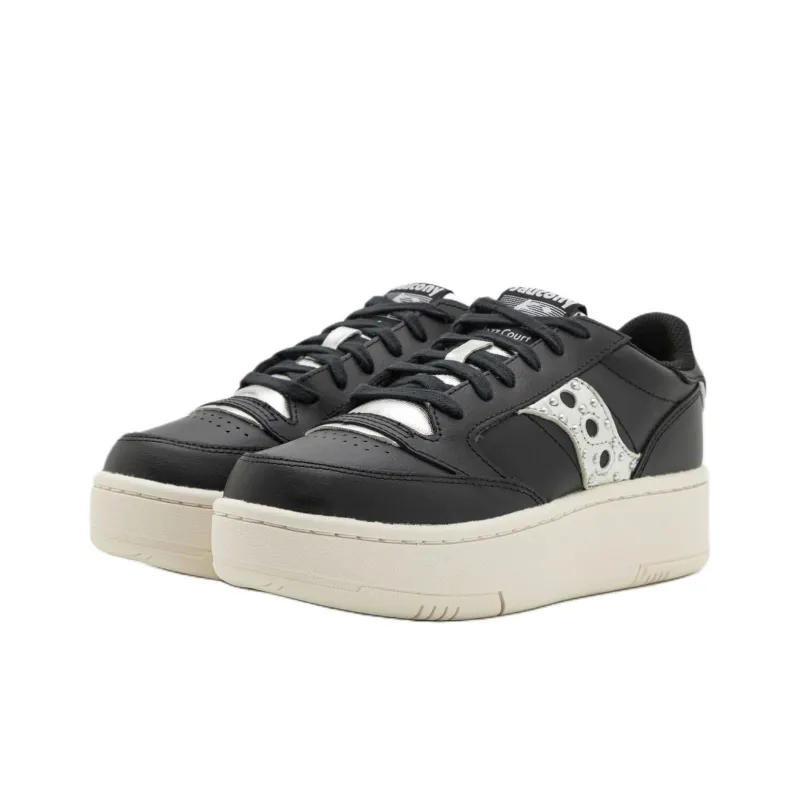 Saucony Jazz Court Breathable Slip-Resistant Low-Top Skateboard Shoes Women's Black Silver-1