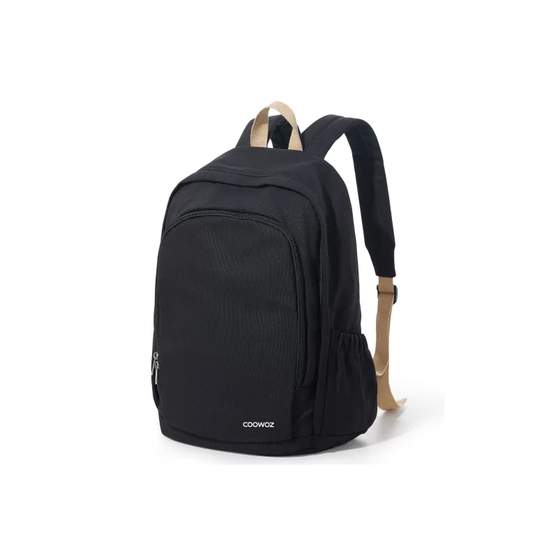 COOWOZ Canvas Backpack Unisex Black/Ecru-1