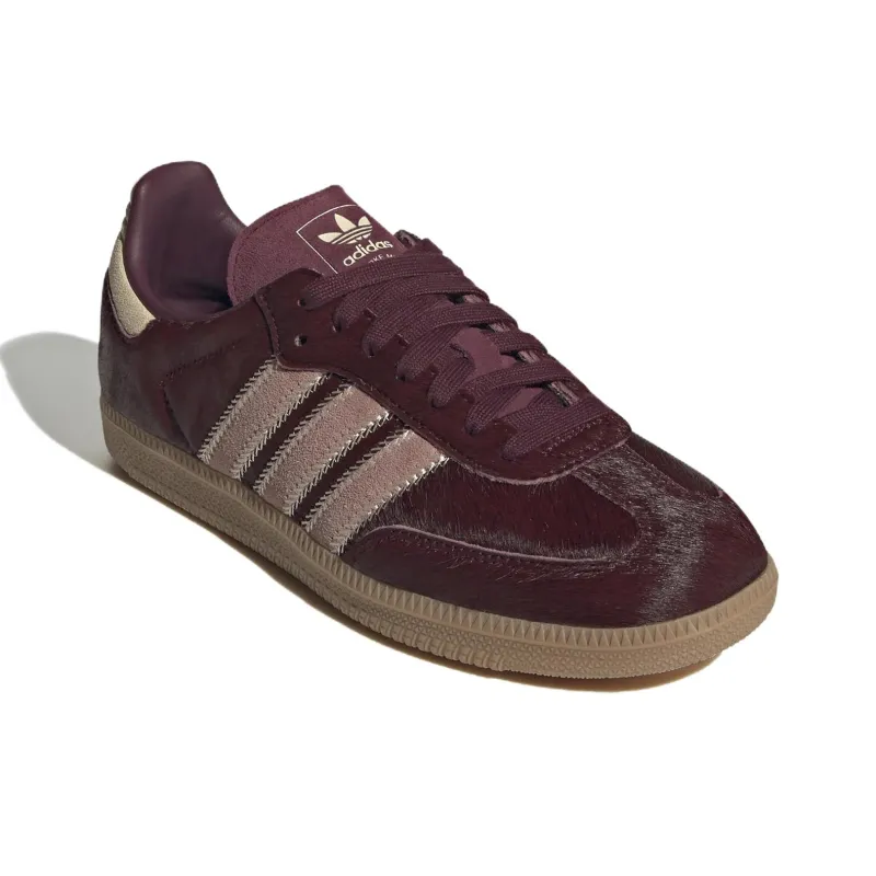 Adidas Samba Og Maroon Sand Strata Pony Women's-2