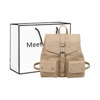 Fitchell PU Backpack Women's Ecru/Black/Red Brown/Coffee