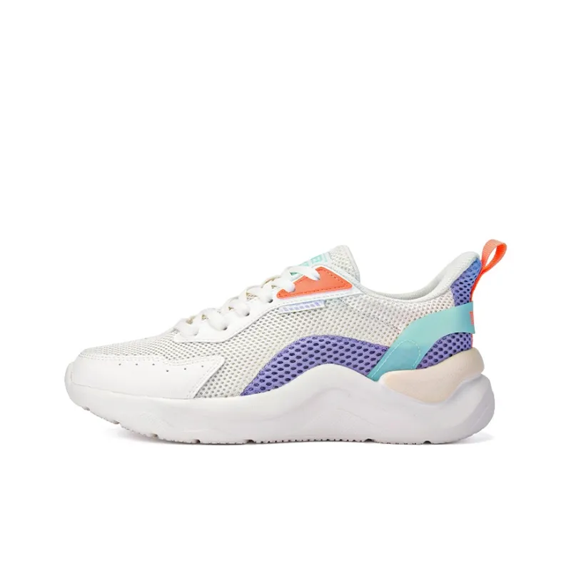 361° Cushioning Wear Resistant Low Top Casual Shoes Women's White Purple Gray-0