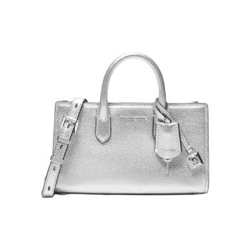 MICHAEL KORS Scarlett Cow Leather Shoulder Bag, Crossbody Bag, Handbag Mini Women's Silver