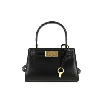 TORY BURCH Lee Radziwill Cow Leather Handbag Shoulder Bag Crossbody Bag Mini Women's Black/Black Gold