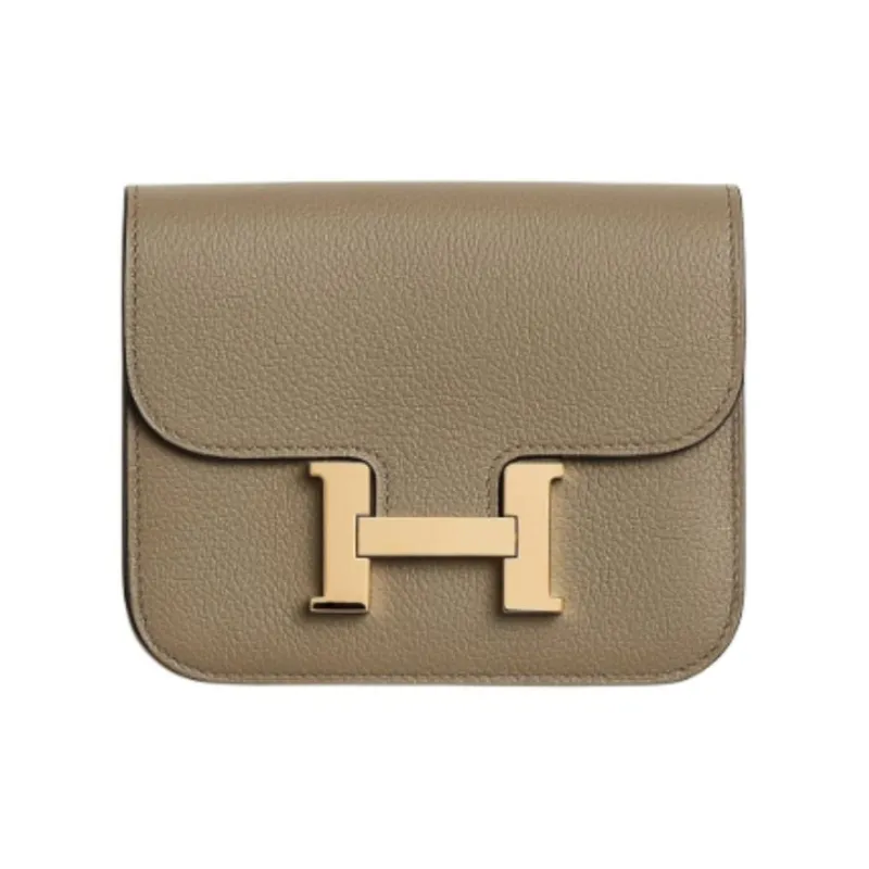 HERMES Constance Slim Evercolor Calfskin Wallets Card Holders Fanny Pack Women's Beige Malva-0
