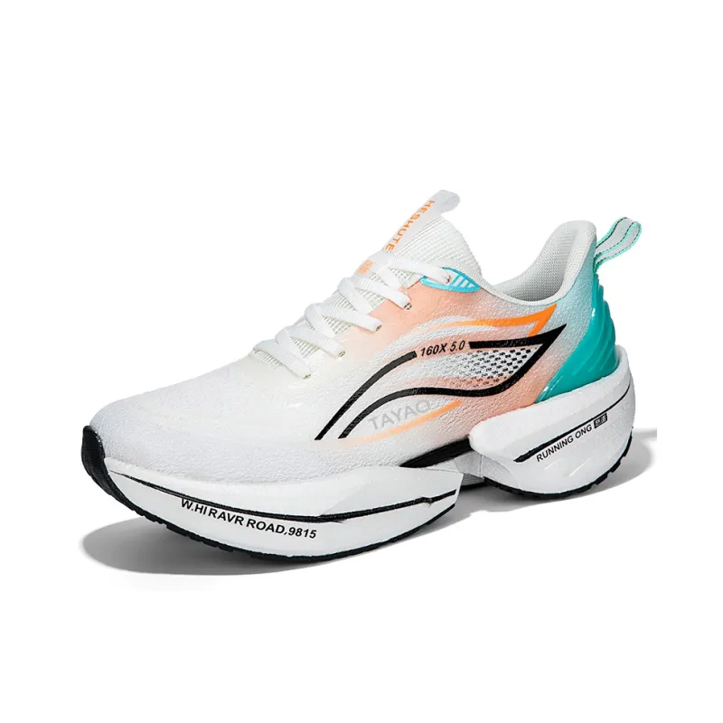 TAYAO Anti Slip And Wear Resistant Breathable Low Top Casual Running Shoes Unisex White Orange-1