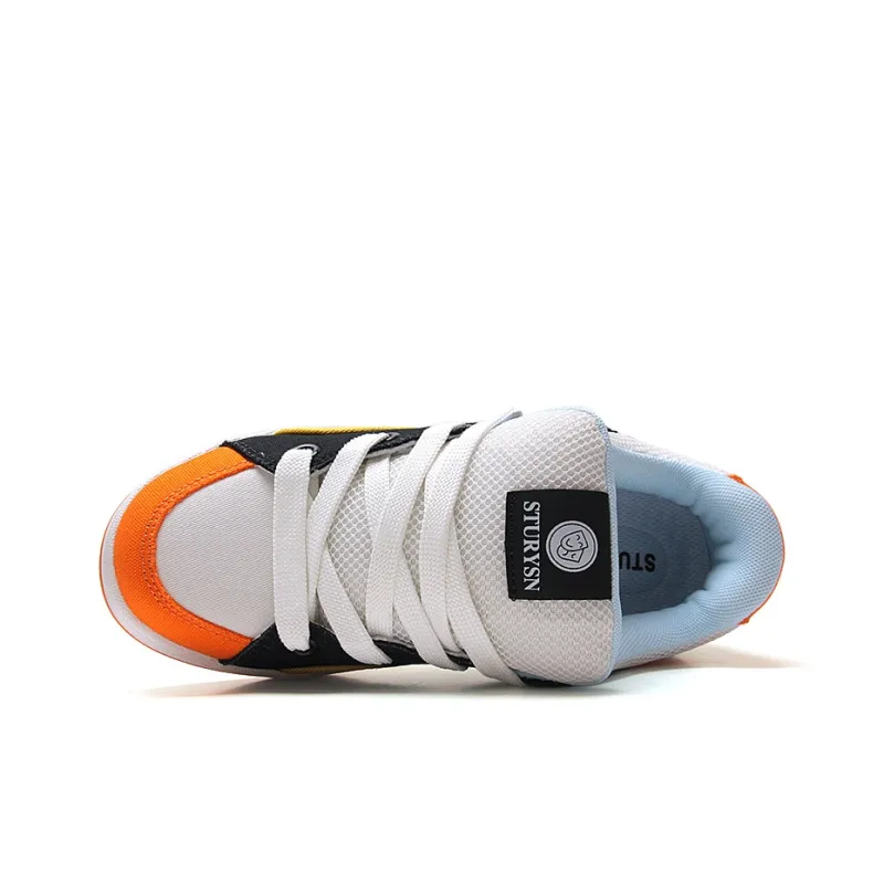 STUR YSN Wear resistant And Lightweight Low Top Skateboard Shoes Unisex White Orange Black-5