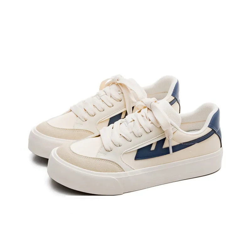 Warrior Wear resistant And Lightweight Low Top Canvas Shoes Unisex Beige Dark Blue-2