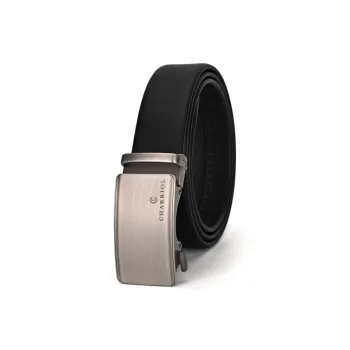 CHARRIOL Cow Leather Leather Belts Men's Black 3.5cm