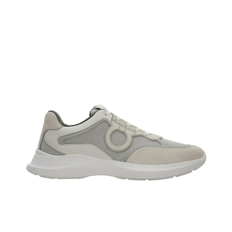 FERRAGAMO GANCINI Low Top Casual Shoes Men's Gray White-1